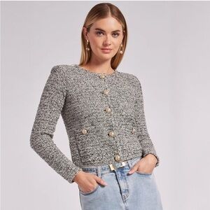 Generation Love Cardigan Diana Boucle in Black Melange